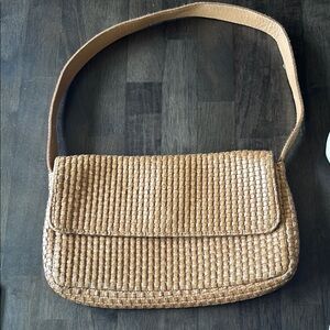 Tan Woven Shoulder Bag